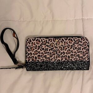 Kate Spade Cheetah Glitter Wristlet Wallet Clutch